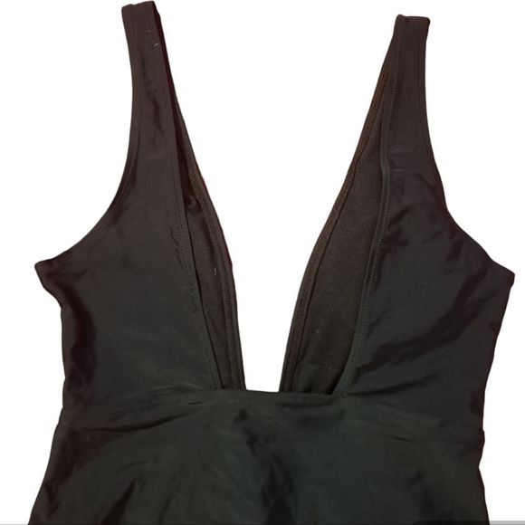 ZAFUL Plunging Neck High Leg One-piece Swimwear Black - Picture 5 of 9